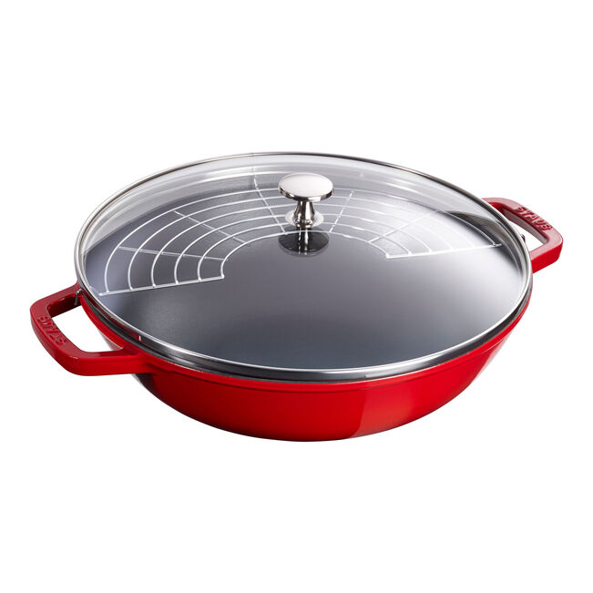 Staub Specialities Wok met glazen deksel , Kersenrood